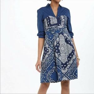 Anthropologie Holding Horses Bandana Print Shirt Dress